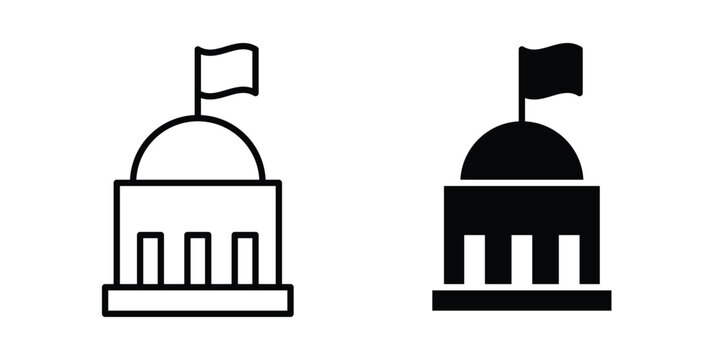 City hall building icon solid Design. Line icons for web