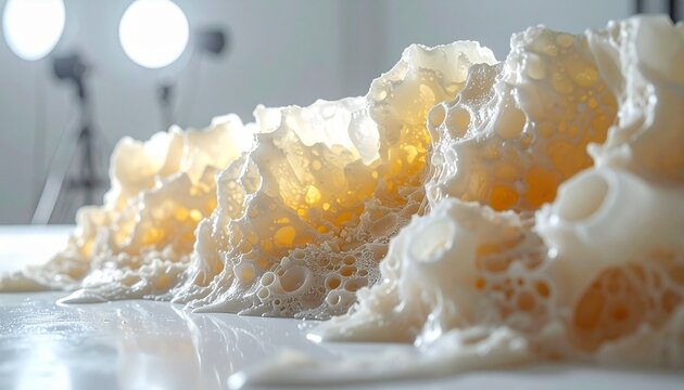 Close-up of white calcite mineral deposits with soft texture
