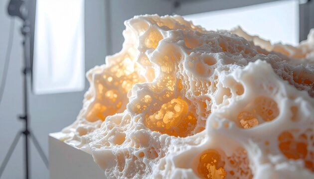 Close-up of white calcite mineral deposit with soft texture
