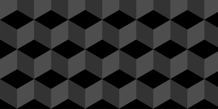 Abstract square black grid tiles cubic shape backdrop texture. cube geometric wall and floor vector diamond hexagon triangle wallpaper background.
