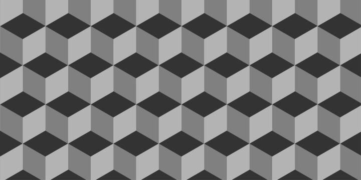 Abstract square black grid tiles cubic shape backdrop wall decoration texture. cube geometric wall and floor vector diamond hexagon triangle wallpaper background.