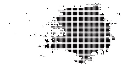 Fototapeta premium Black square pixel halftone dispersion effect on white background