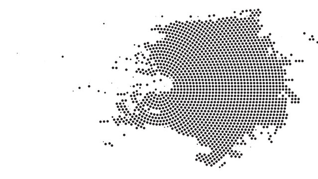 Black radial halftone circle dot pattern on white background
