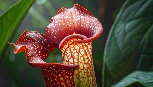 Close-up of rare parasitic Rafflesia arnoldii flower in tropical forest