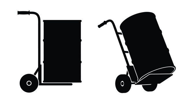 Oil drum hand truck silhouette against a white background