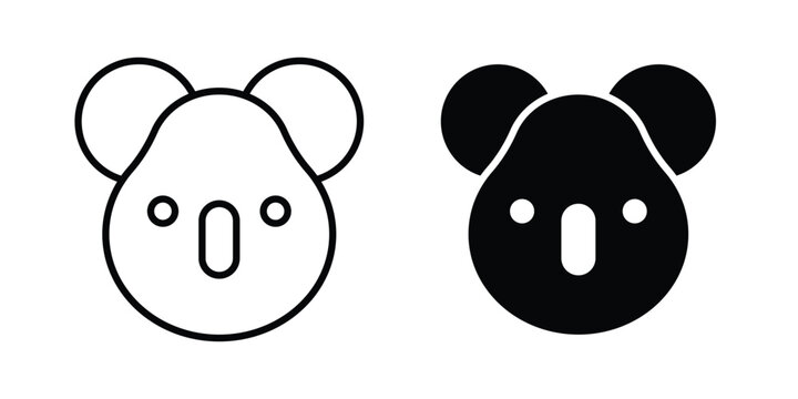Koala head icon solid Design. Line icons for web