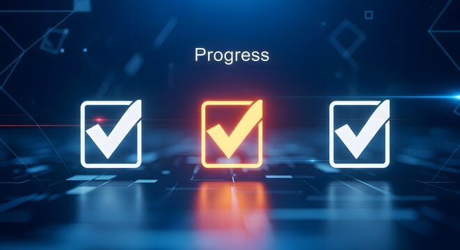 Businessman marking checklist with loading progress bar for task completion