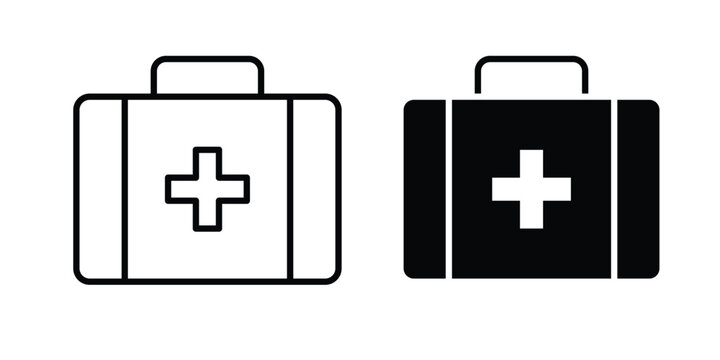 Medical aid kit icon solid Design. Line icons for web