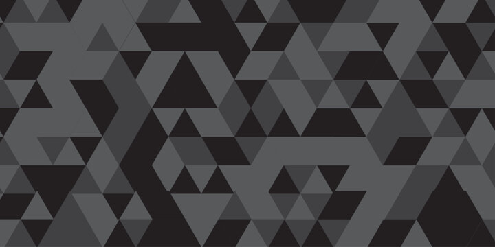 Abstract geometric seamless pattern origami black, gray square cube triangulated random cube low polygon triangle textile abstract corporate creative design.