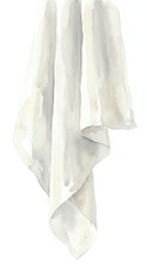 Fototapeta premium Watercolor white towel hanging isolated on transparent background for bathroom decor and spa design projects.