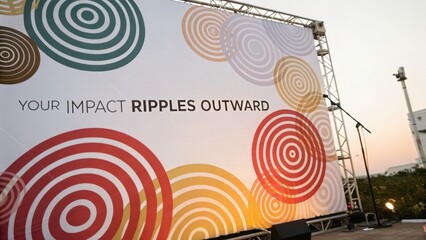 Fototapeta premium Abstract Design of Expanding Circles with Text 'Impact Ripples Outward'