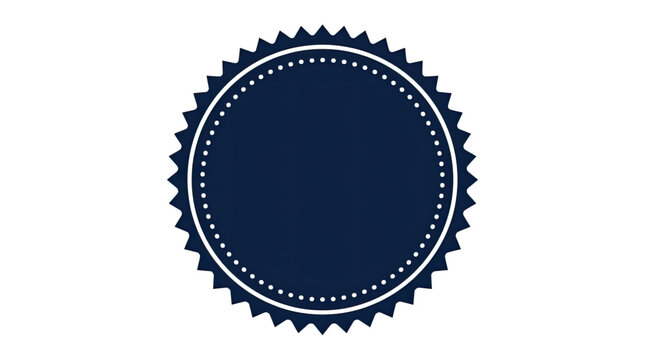 Dark blue seal stamp with white border and dotted line