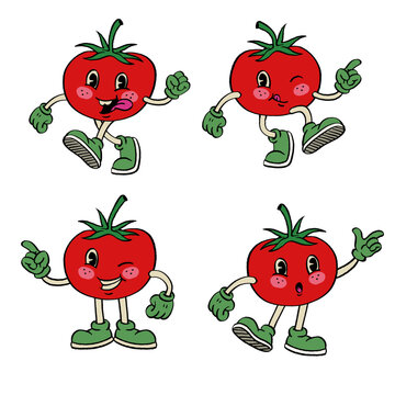 Mascot Character Tomato in Hand Drawing Style