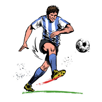 Shooting Soccer Player in Drawing Imperfect Style