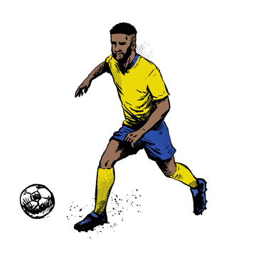 Soccer Player In Imperfect Hand Drawing Style