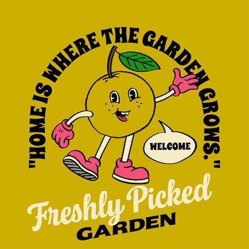 Vintage Retro Tshirt of Mascot Orange