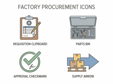 Industrial Factory Procurement Icons Set