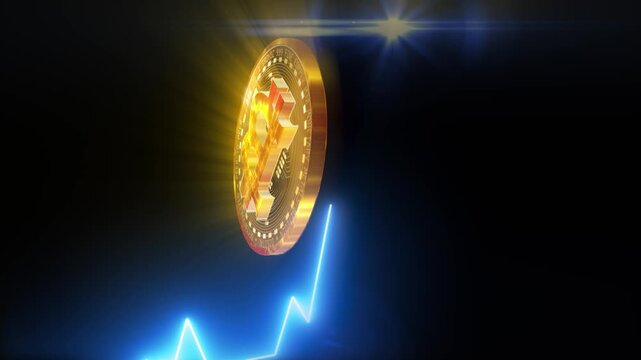A glowing Bitcoin coin with rainbow reflections and golden details symbolizes the future of digital finance. The dark background and radiant light emphasize innovation, technology, and cryptocurrency 