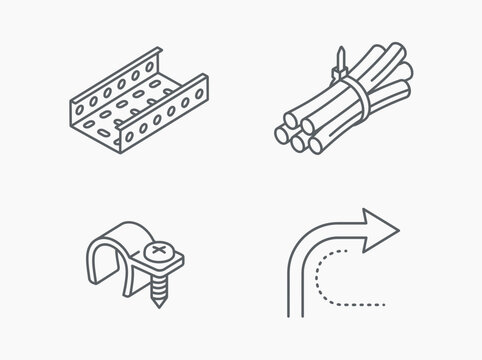 Industrial Cable Management Hardware and Installation Icons