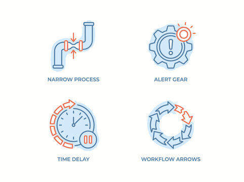 Industrial process icons for bottleneck analysis