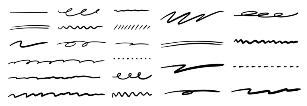 手書きのラインセット_黒
