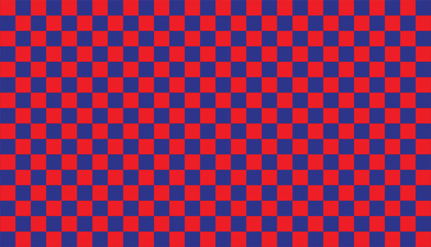 Seamless red and blue checkerboard pattern background geometric grid texture modern abstract repeating vector design for textile wallpaper wrapping paper