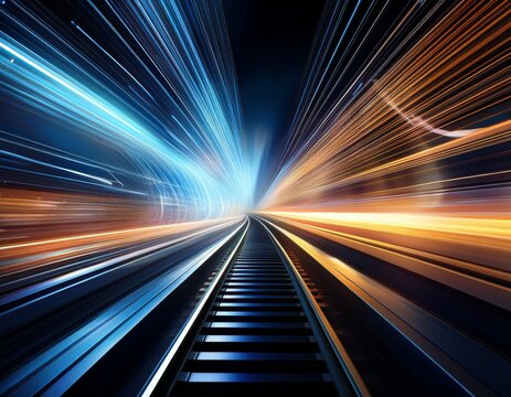 high speed motion blur abstract train tracks perspective