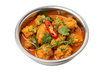 Fototapeta premium Colorful vegetable curry in a bowl isolated on transparent background
