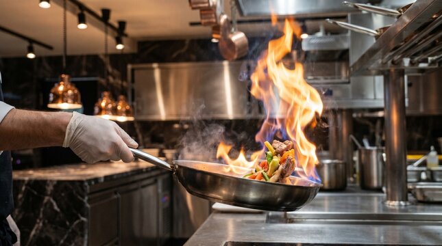 A professional chef cooking