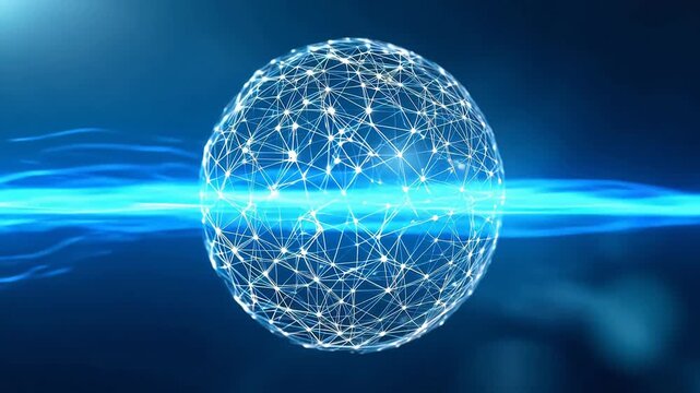 Abstract digital sphere with network connections