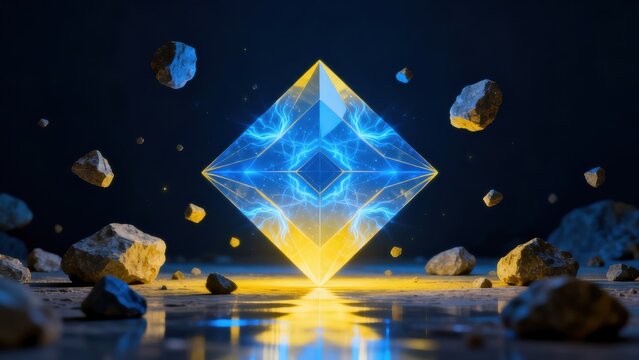 Glowing geometric shape in space