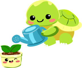 Obraz premium funny turtle with a flower