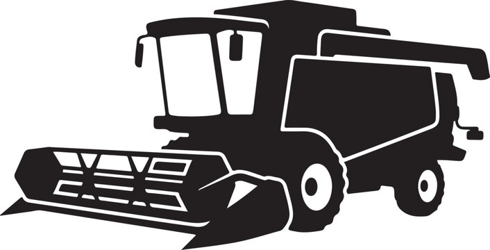 Black combine harvester, agricultural vehicle, farming equipment, tractor icon