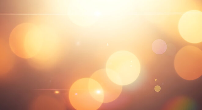 Vibrant orange and yellow bokeh light effect background with glowing circles
