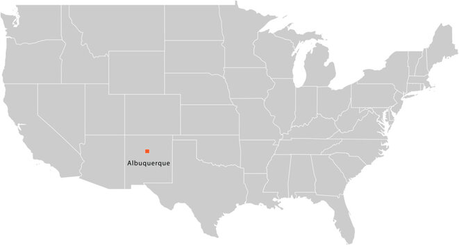 Albuquerque City Location Pin on United States Map Silhouette