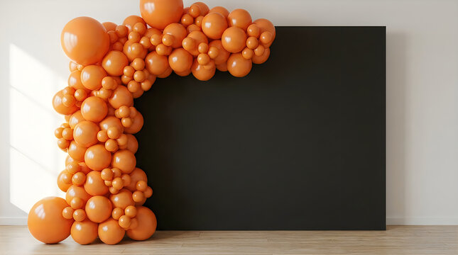 Orange balloon garland archway for event backdrop and celebration decor