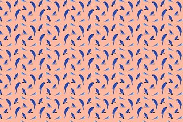 Seamless blue and white geometric fish scale pattern texture background © WAQAS JATT