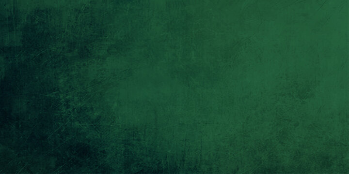 A blank green grunge wall texture with an aged paper pattern and vintage fabric design creates an empty rough canvas backdrop for an old dirty art material