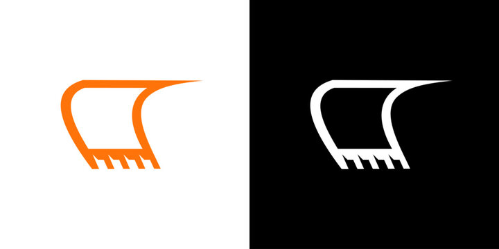 Excavator bucket arm icon abstract logo isolated graphic