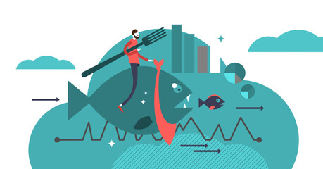 Plakat Cannibalization strategy illustration, transparent background. Company marketing basics to grow market share. Launch new product that negatively affects older one. Effective sales profit.