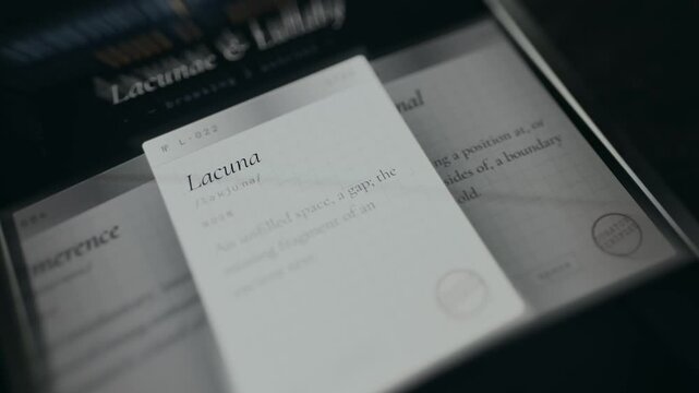 Definition of the noun Lacuna from a dictionary of half-forgotten words