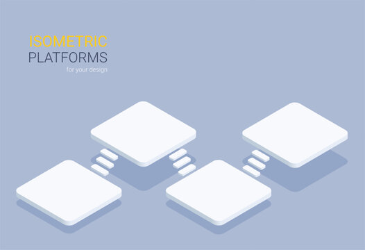 isometric vector illustration on gray background, isometric platforms for creating design projects and infographic templates