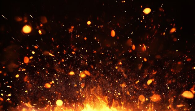 fire embers particles over black background fire sparks background abstract dark glitter fire particles lights generative ai