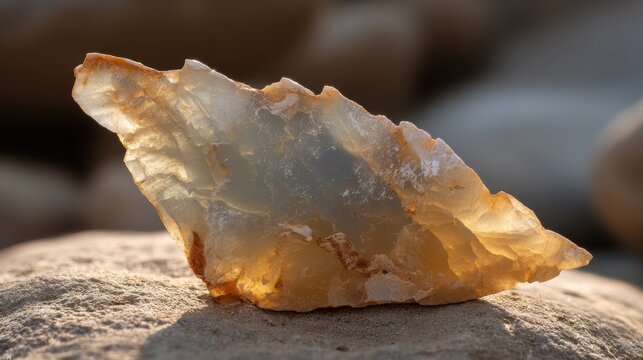Sharpened Flint Shard with Visible Pressure Flaking