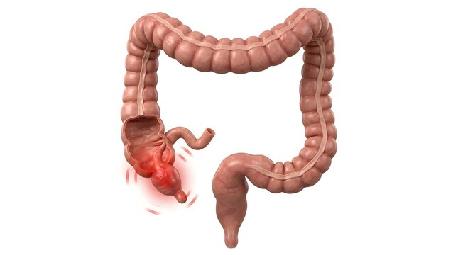 Appendicitis Healthcare Medical Illustration of Inflamed Large Intestine