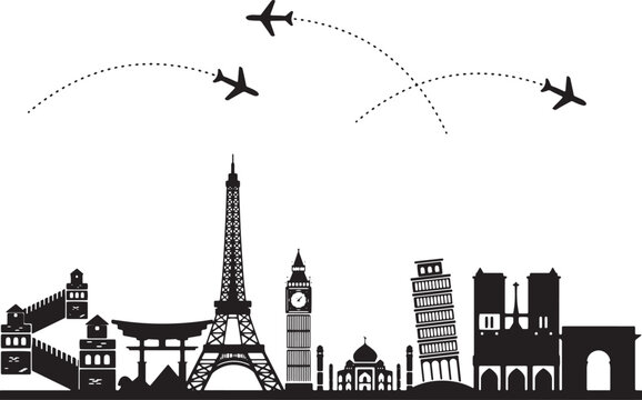 Vector illustration of the Paris skyline featuring the iconic Eiffel tower silhouette and urban buildings to create a grunge cityscape art piece representing France's famous landmark travel destinatio