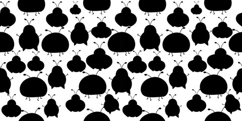 Mixed ladybug silhouette seamless pattern on white background © Elena