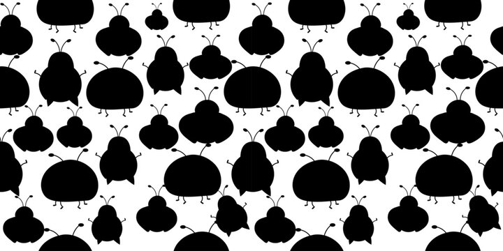Mixed ladybug silhouette seamless pattern on white background