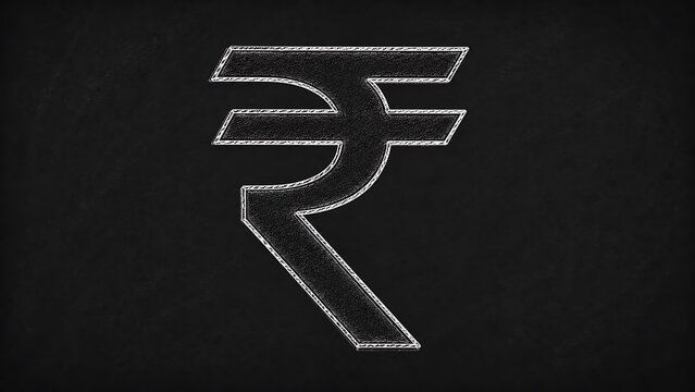 Chalk outline of Indian rupe sign.