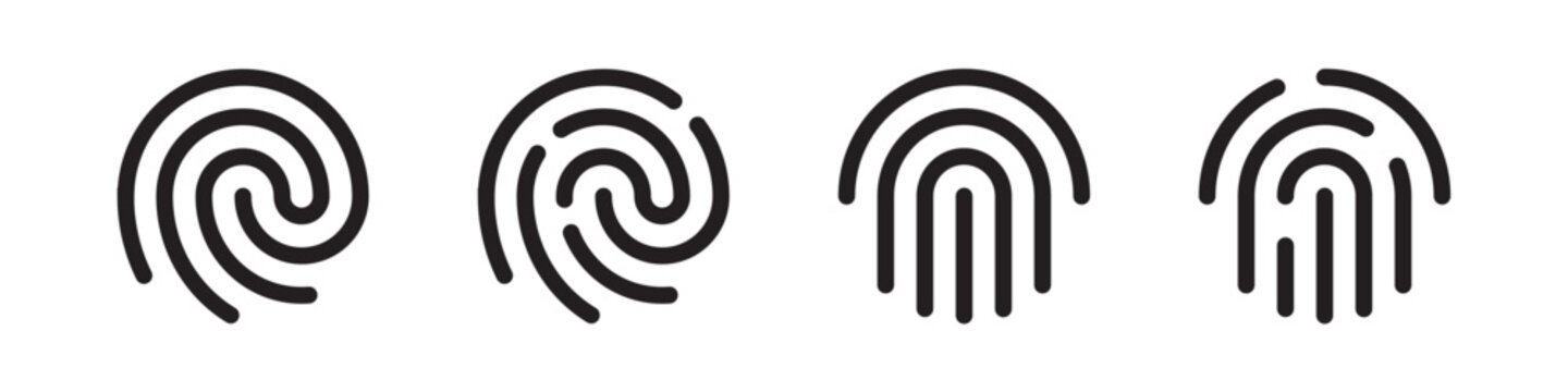Simple clean fingerprint Vector icon set outline style design